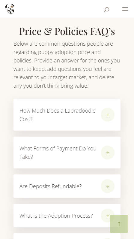 Mobile Screenshot - Prices and Policies FAQs