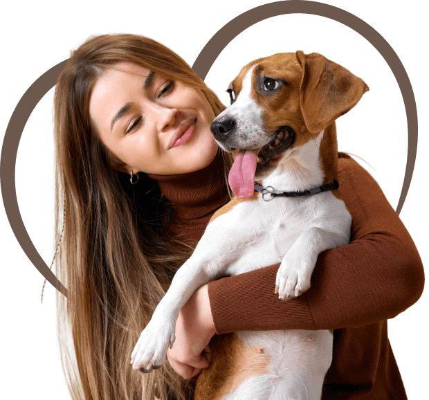 litter management young woman holding a beagle
