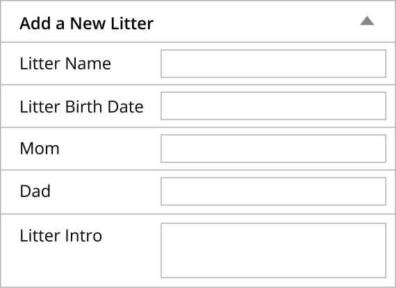 Add a new litter Add a new litter fields